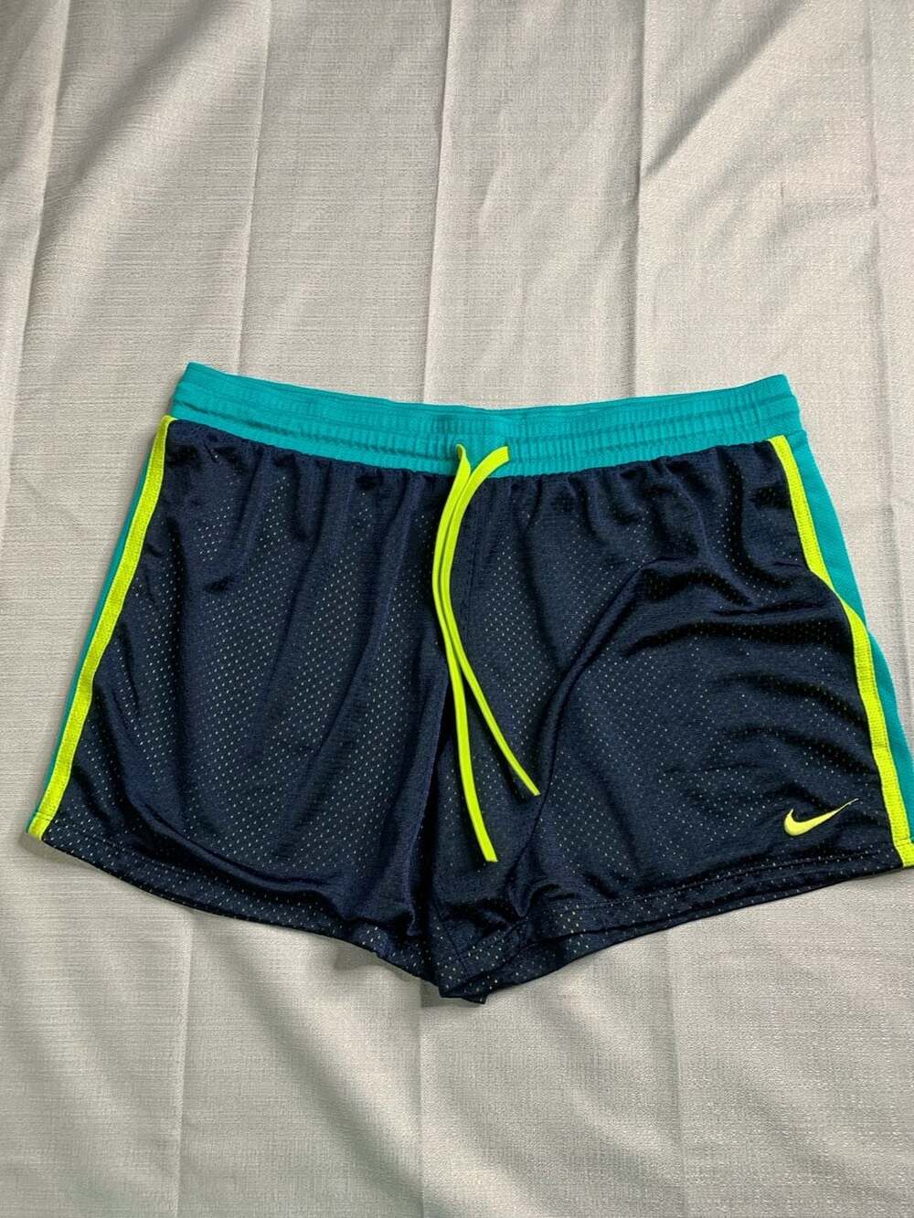 Nike Dri-Fit Double Mesh Basketball Shorts Navy/Volt Green